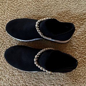 Jimmy Choo Verona trainers, size 6.5, black with diamond and pearl detailing